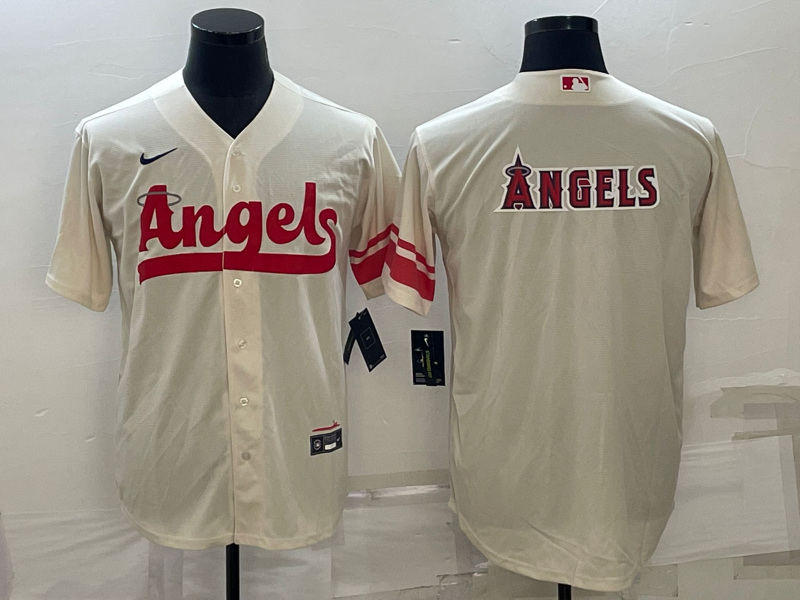 Men's Los Angeles Angels Cream City Connect Team Big Logo Cool Base Stitched Jersey Men's Los Angeles Angels Cream City Connect Team Big Logo Cool Base Stitched Jersey